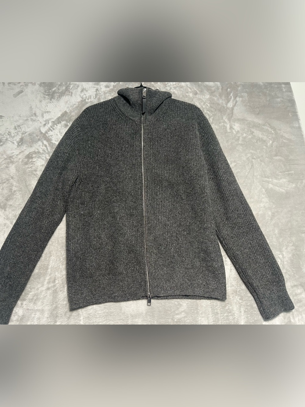 H&M Wool Blend Full Zip Knit Sweater Men’s Medium Gray